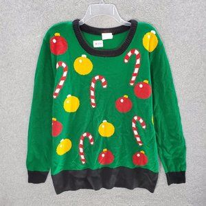 Forum Novelties Women Sweater 2XL Green Christmas Candy Cane‎ Ordainments